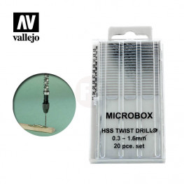 VALLEJO MICROBOX Sada vrtákov: 0.3-1.6 mm (20 ks)